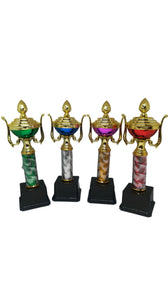 S09P - Plastic Cup Trophies With Pole & Base in Various Colours