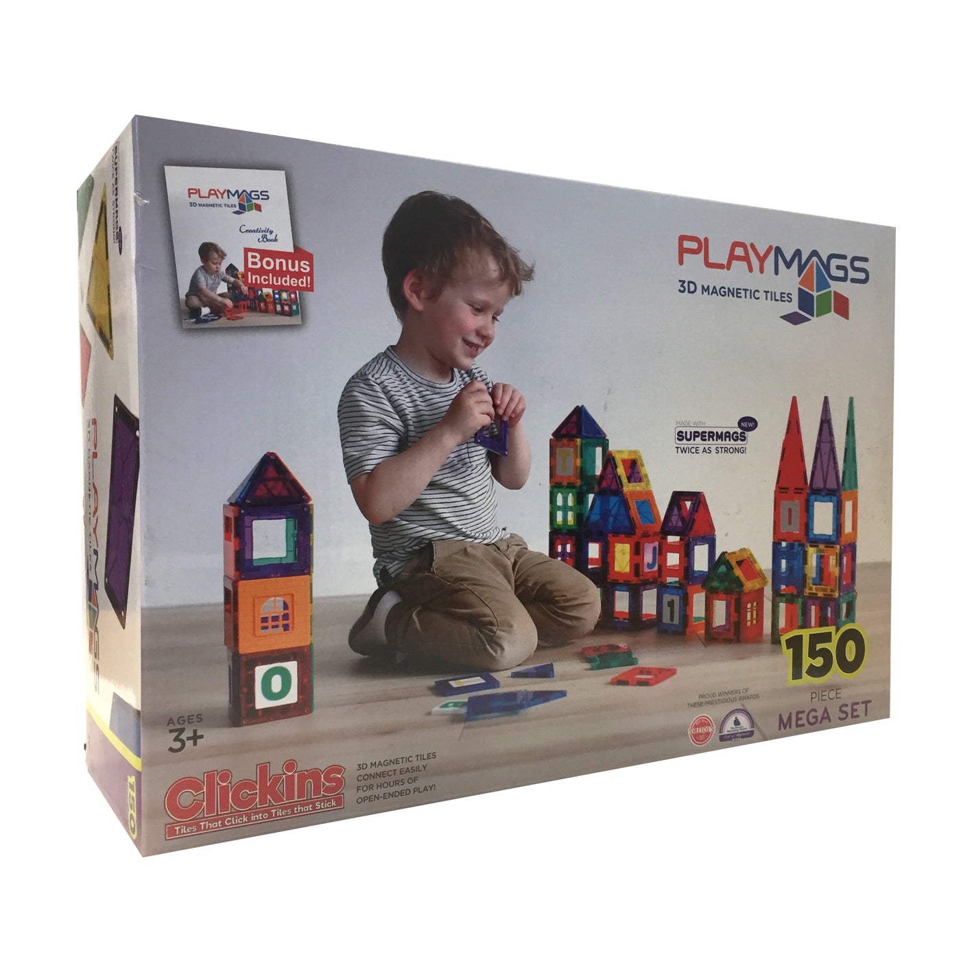 PlayMags Magnetic Tiles 150Pcs Megaset (T1)