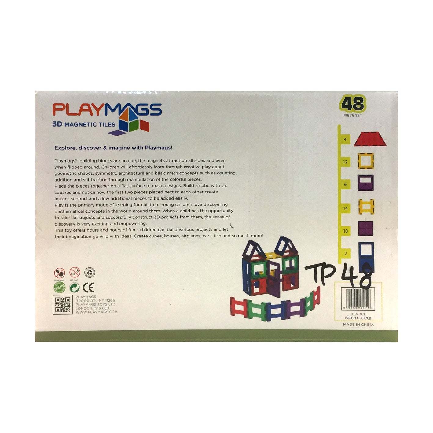 Playmag 48 Piece Magnetic Building Panels (TP48)