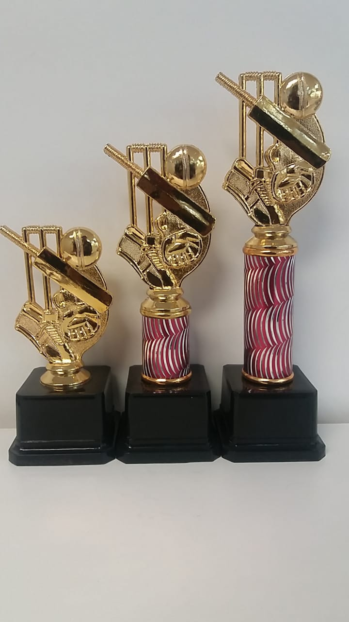 SET 1 - SET OF 3 CRICKET WICKETS TROPHIES